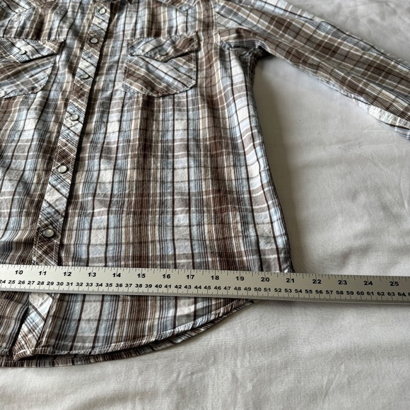 Old Navy Men's Western Plaid Linen Blend Pearl Snap Shirt Medium Cowboy Rodeo - Picture 13 of 14